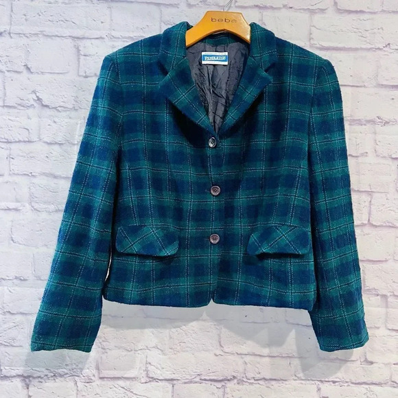 Pendleton Vintage Plaid Wool Jacket Blazer Lined Size Petite 4P‎ Preppy Chic - Picture 1 of 11